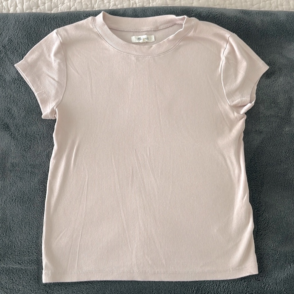Madewell Supima Cotton Ribbed Tan T-Shirt small